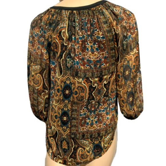 Anthropologie Meadow Rue Blouse Size XS Black Metallic Gold Shimmer Marya Blouse - Picture 7 of 10